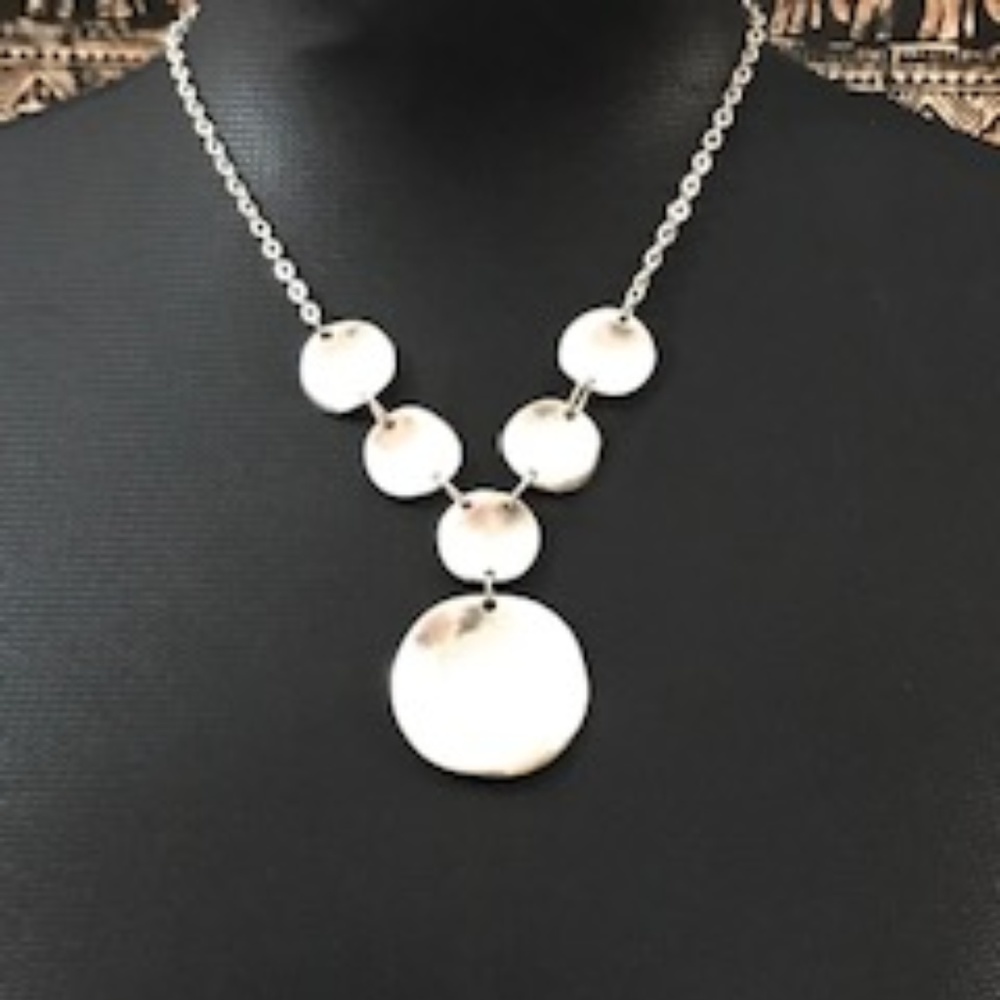 Beautiful Silver Circle Statement Necklace - image 1